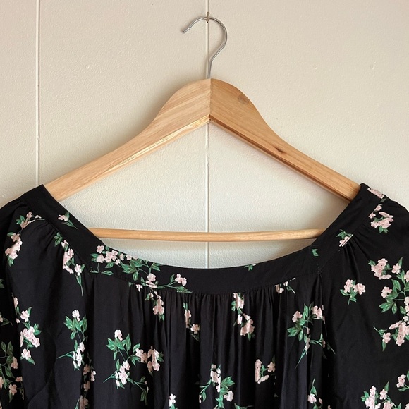 Old Navy Black Floral Square Neck Flowy Sleeve Button Front Maxi Dress X… - Picture 7 of 11